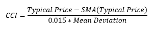 Commodity Channel Index Calculation